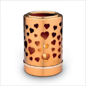 Kaarshouder, goudkleur met hartjes