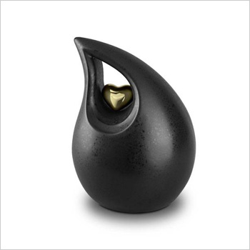 Keramische urn, zwart met goudkleurig hart - Afbeelding 3