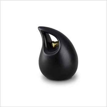 Keramische urn, zwart met goudkleurig hart - Afbeelding 4