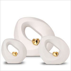 Keramische urn wit en goudkleurig