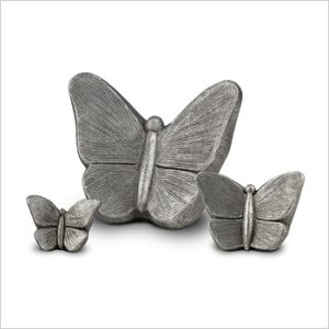Keramische urn Mariposa zilverkleur