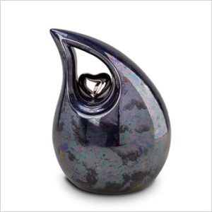 Keramische urn, blauw en zwart