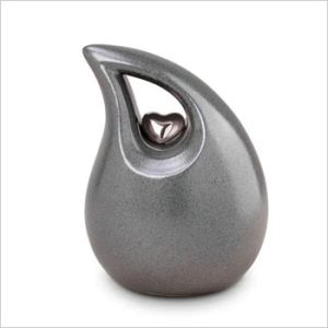 Keramische urn, zilver met zilverkleurig hart